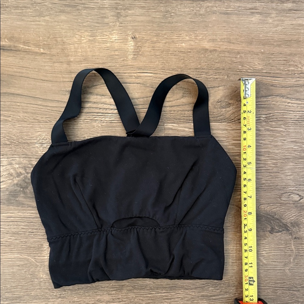 Athleta Black Sports Bra with wide Strap and mesh peekaboo Size XS